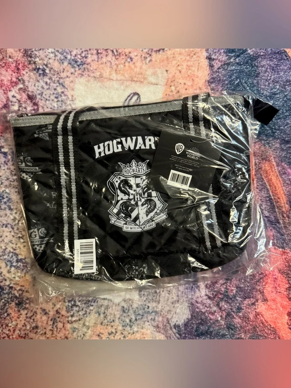 💜 Hogwarts Black Mini Quilted Tote Bag - Officially Licensed - NWT